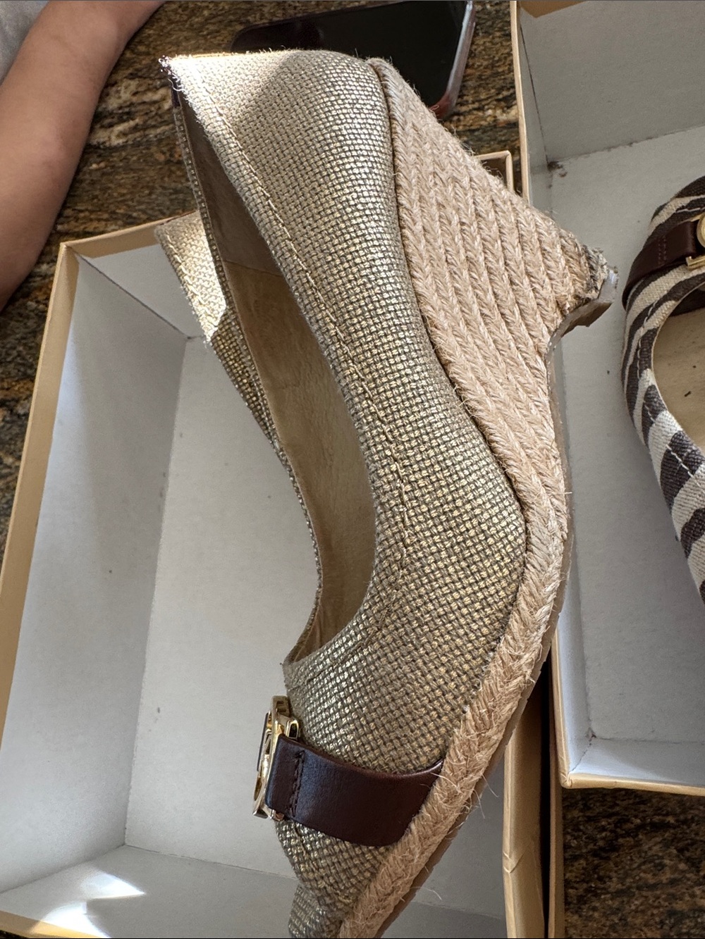 Michael Kors Gold and Brown Wedges
